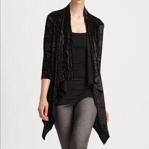 Alice + Olivia Mariona Velvet Drape Front Cardigan